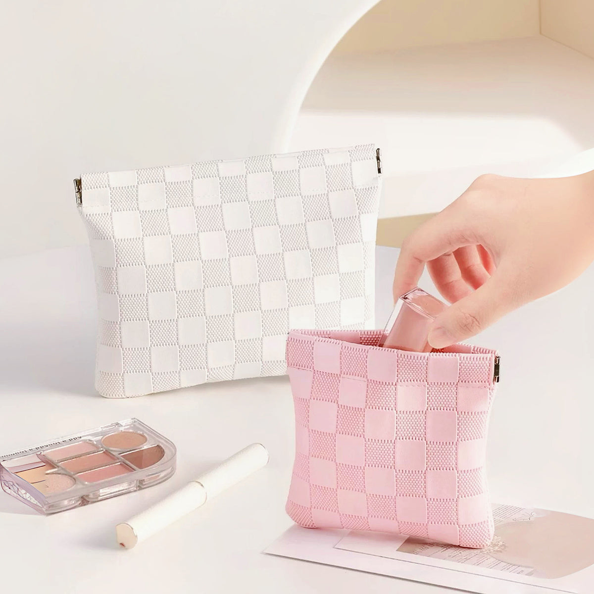 Transparent order and Frosted PVC Patchwork Makeup Bag Stereo Cosmetic Bag