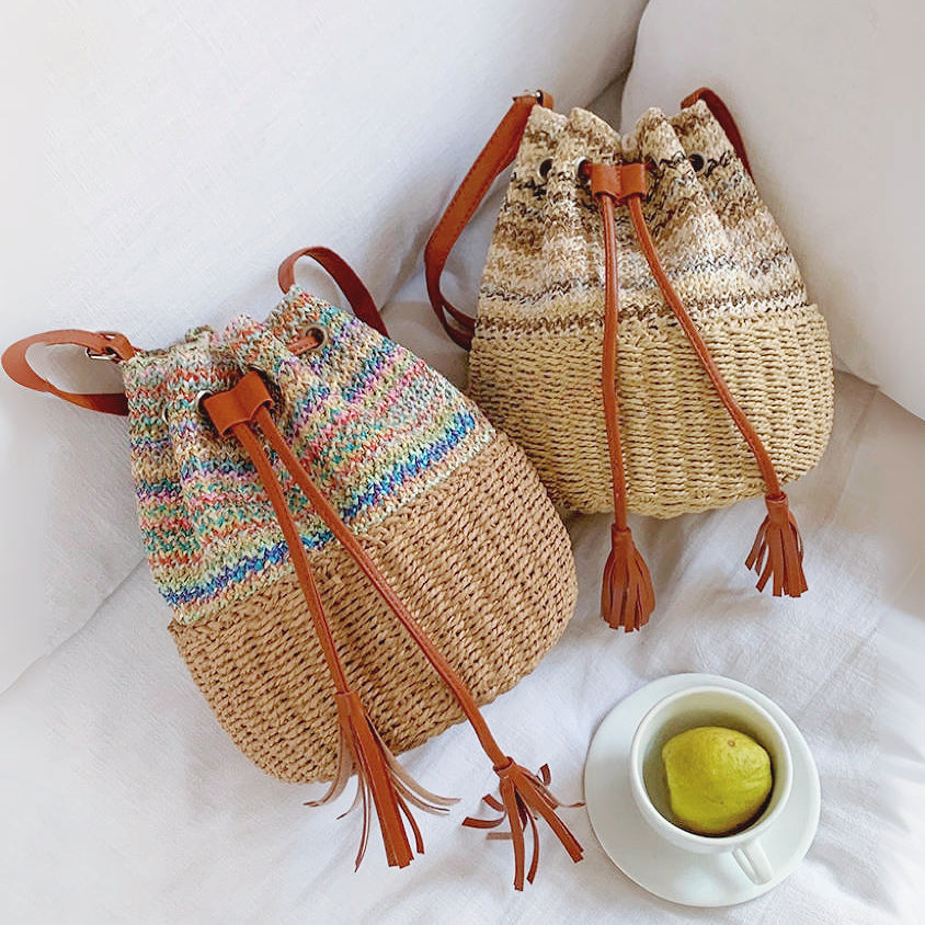 Straw bucket bag shops