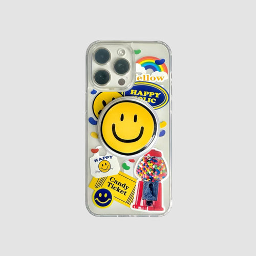 Happy Stickers Phone Case With Magnetic Holder