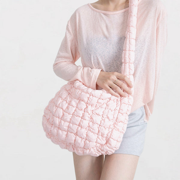 Large Puffy Crossbody Bag In Soft Pink