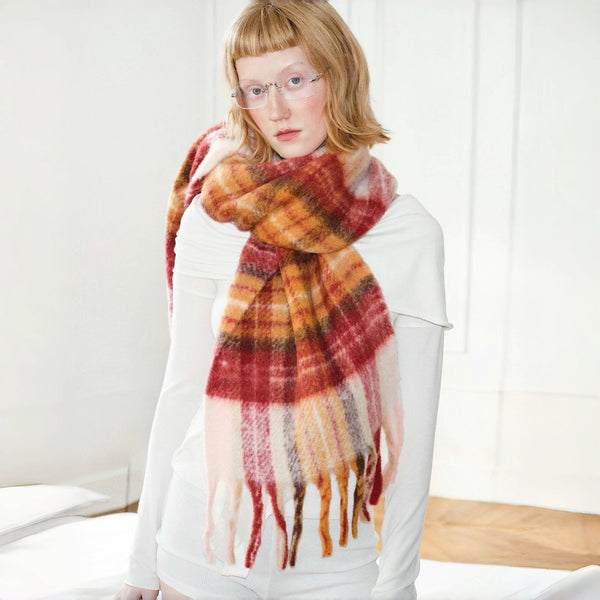 Fiery Sunrise Plaid Scarf