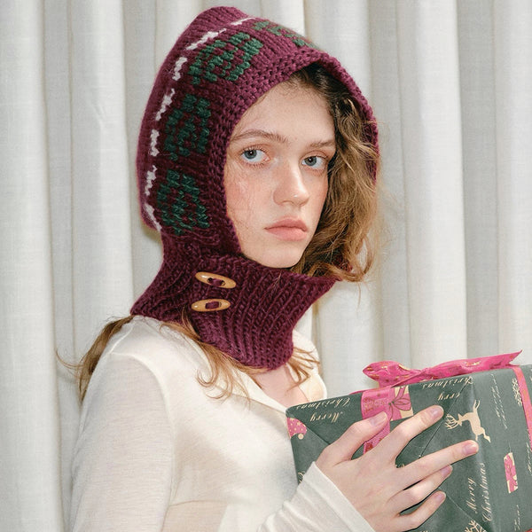 Jacquard Knitted Balaclava Hat