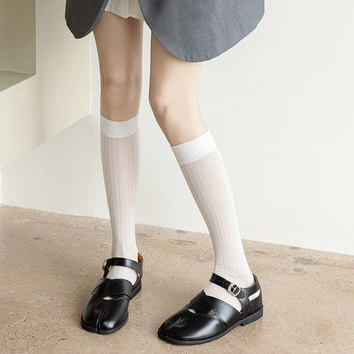 Silver Thread Striped Split-Toe Socks