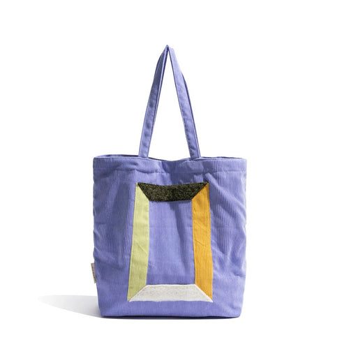 Hued Panel Corduroy Tote Bag