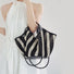 Black And White Striped Basket Bag