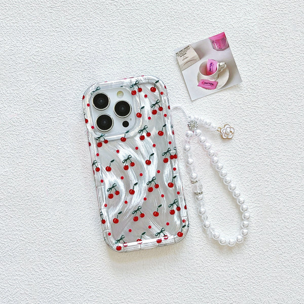 Glittering Cherry Phone Case With Charm