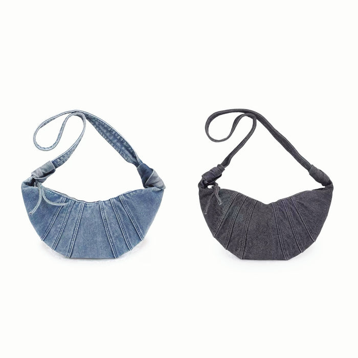 Croissant Denim Shoulder Bag