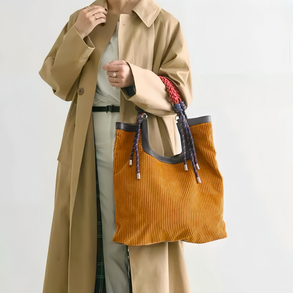 Designer Gentle Beam Corduroy Tote Bag