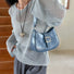 Leather Hobo Shoulder Bag with Buckle