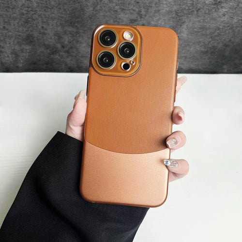 Metal Leather Splicing Phone Case