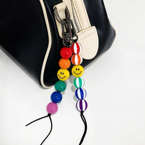 Rainbow Smile Bead Link Bag Charm