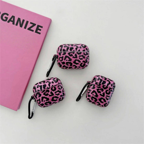 Pink Leopard Print Airpods Case Cover