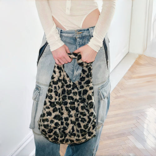 Leopard Print Tweed Tote bag