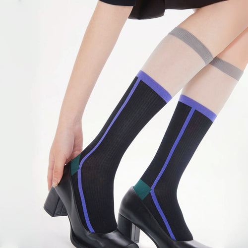 Calcetines hasta la rodilla con patchwork jugosos