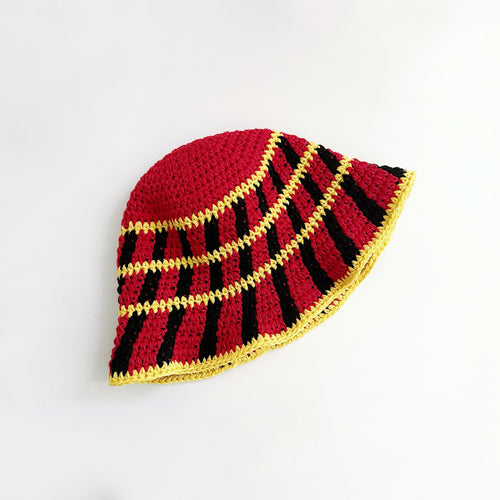 Cross Striped Knitted Bucket Hat