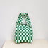 Checkered Woven Tote Bag In Green-White