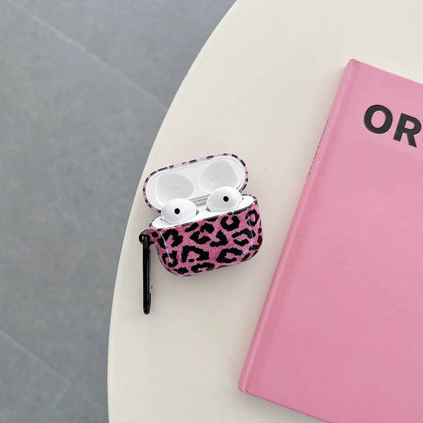 Pink Leopard Print Airpods Case Cover