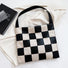 Checkered Woven Leather Shoulder Bag