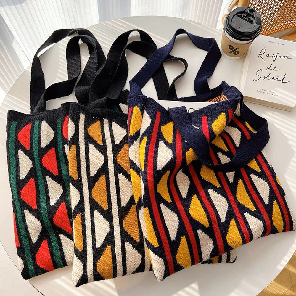 Geometric tote bag deals