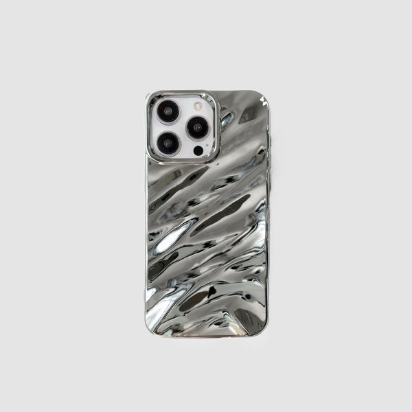 Silver Glossy Wave Phone Case