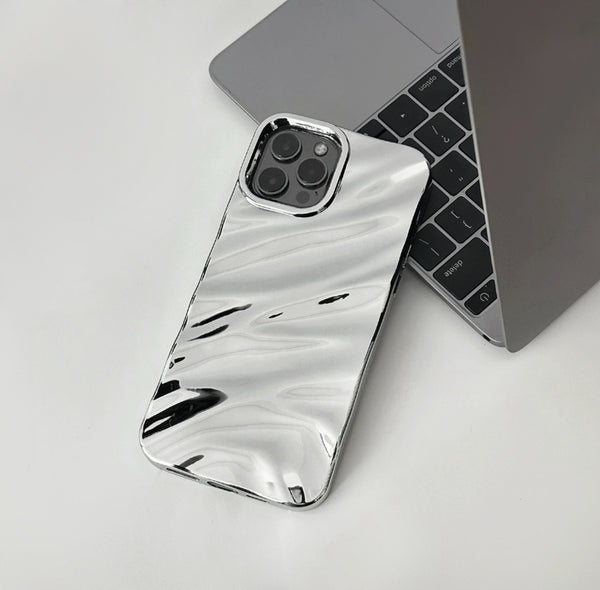 Silver Glossy Wave Phone Case