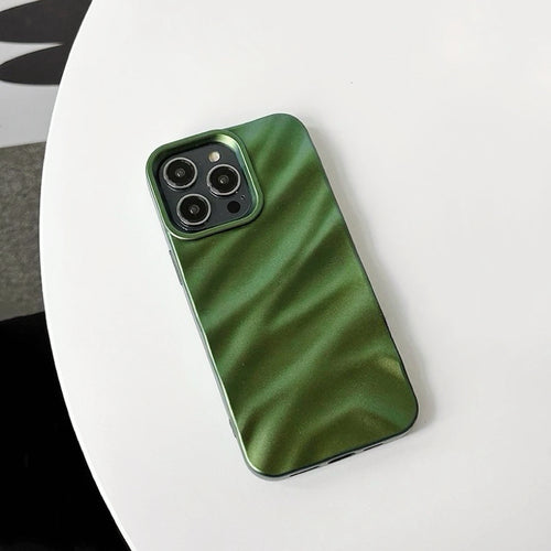 Green Satin Pleated Phone Case