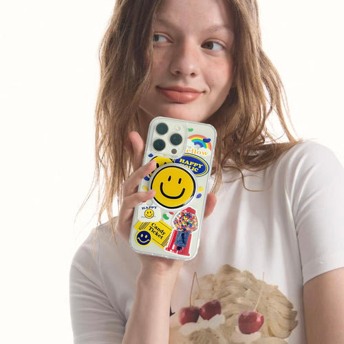 Happy Stickers Phone Case With Magnetic Holder