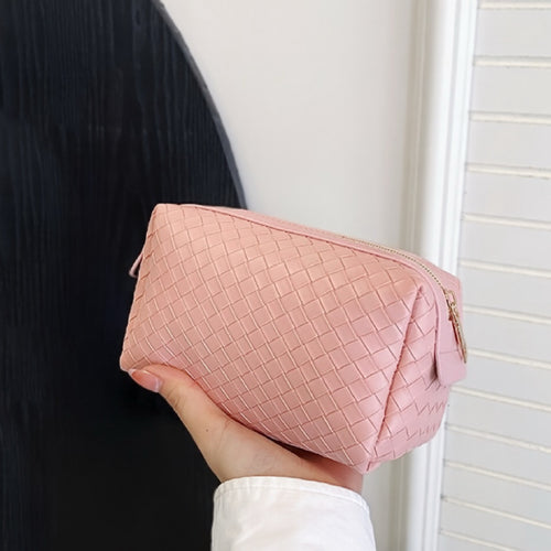 Woven Leather Makeup Bag