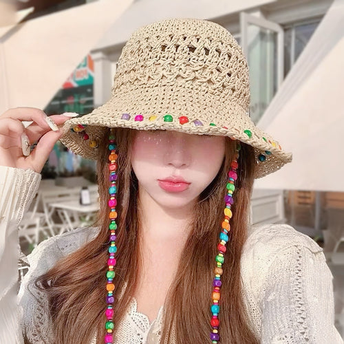 Colorful Beads Straw Hat