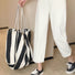 Wide Stripe Canvas Tote Bag