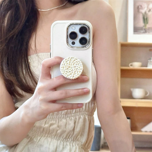 Creamy Phone Case With Rattan Stand