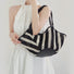 Black And White Striped Basket Bag