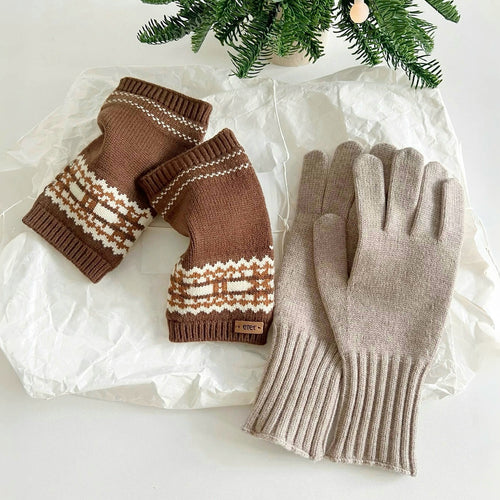 Convertible Fair Isle Knit Gloves