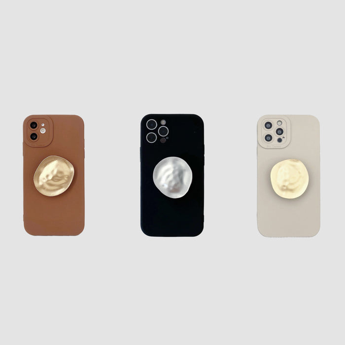Solid Color Phone Case With Metallic Kickstand