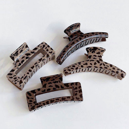 Chocolate Leopard Print Hair Claw