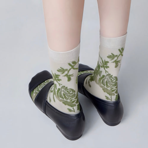 Floral Embroidered Socks