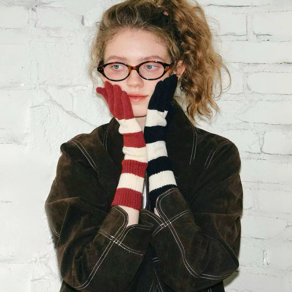 Bold Stripe Knit Gloves