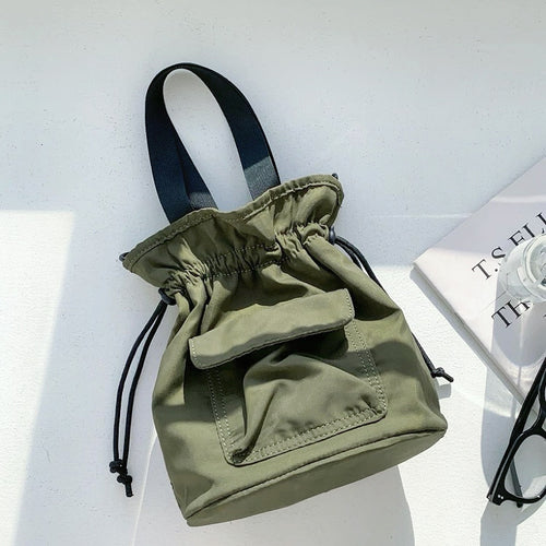 Mini Nylon Drawstring Bucket Bag