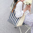 Vertical Striped Straw Tote Bag