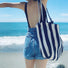 Wide Stripe Canvas Tote Bag