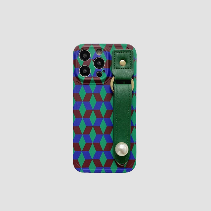 Retro Diamond Phone Case With Wristband