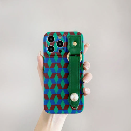 Retro Diamond Phone Case With Wristband