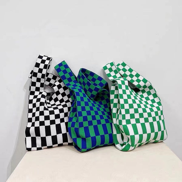 Checkerboard Pattern Shoulder Bag, Trendy Nylon Crossbody Bag