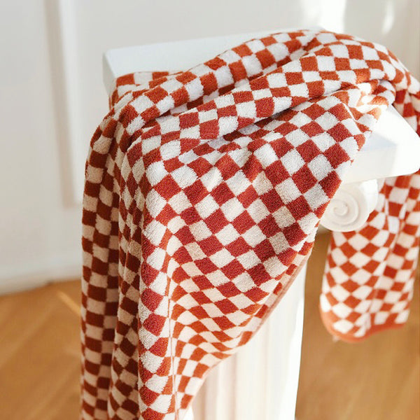 Checkerboard Bath Towel  In Red