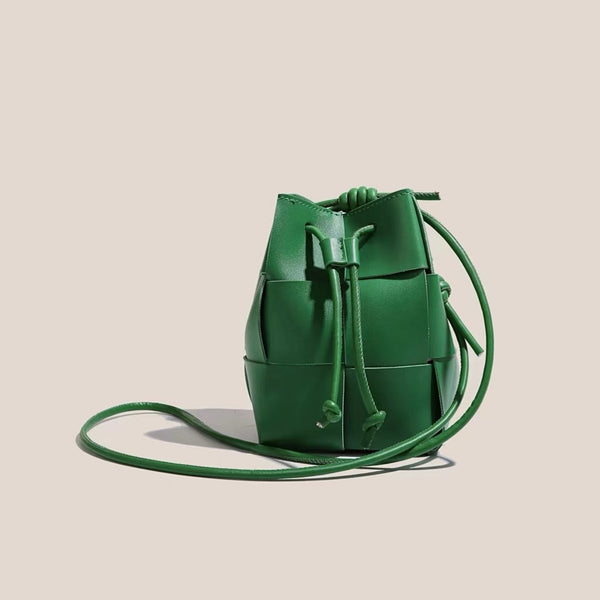 Portable Bucket Box Handbag Canvas Patchwork Fashion Crossbody
